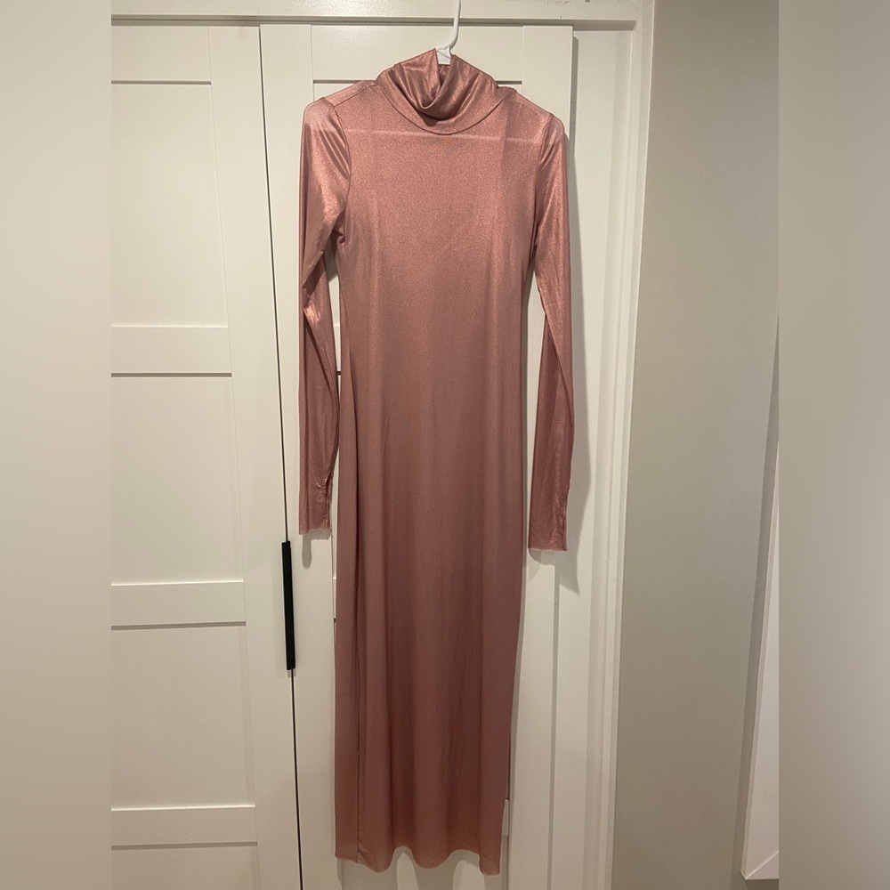 AFRM - SHAILENE FOIL LONG SLEEVE DRESS - METALLIC MAUVE - Size MEDIUM